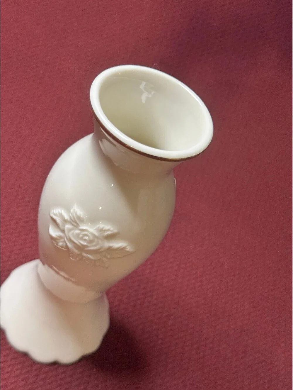 Vintage Lenox Hummingbird & Rose Bud Vase Ivory Porcelain 24K Gold Trim 5.75